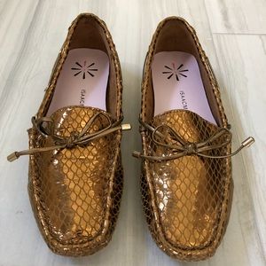 Isaac Mizrahi Shiny Metallic Leather Moccasin